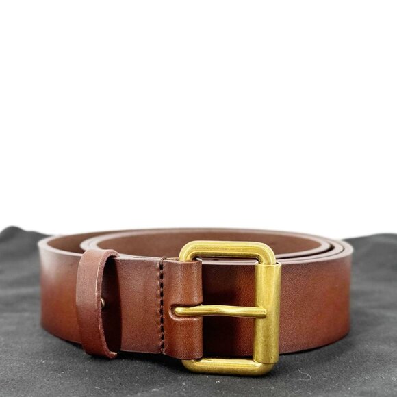 Yves Saint Laurent  Cassandre Leather Thin Belt Brown Size 90 - Picture 2 of 11